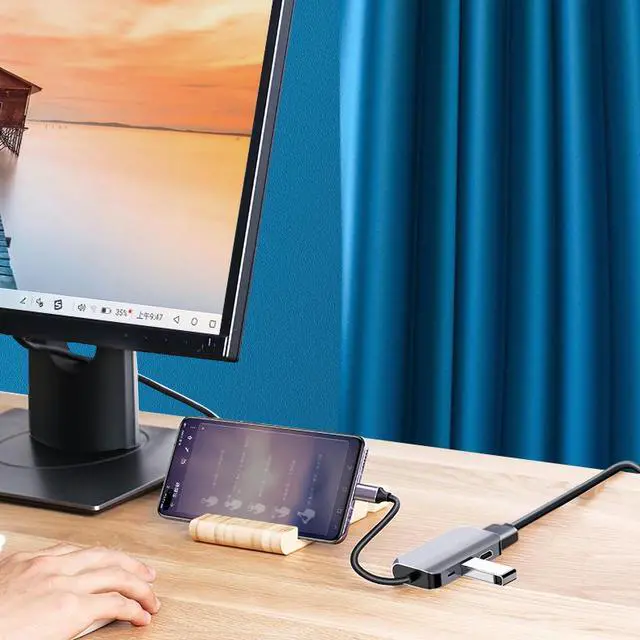 Alt view image 4 of 6 - Weastlinks USB C Type c to HDMI-compatible 4K Adapter VGA USB3.0 video Converter PD 100W Fast charger