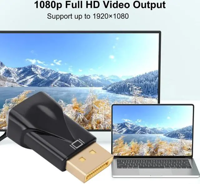 Alt view image 3 of 7 - Weastlinks 1080P DP to VGA Converter Adapter DisplayPort Display Port Male to VGA Female Converter for PC Projector DVD TV Laptop Monitor