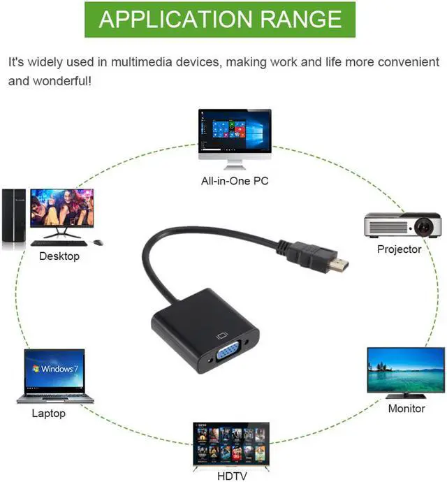 Alt view image 2 of 7 - Weastlinks 1080P HDMI-compatible To VGA Adapter Converter Cable HDMI Male To VGA Famale Digital Analog Converter for Tablet laptop PC TV