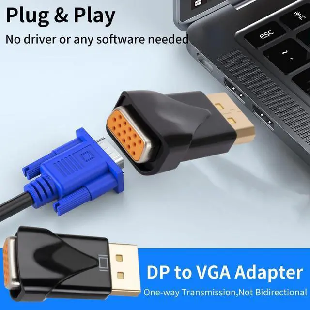 Alt view image 4 of 7 - Weastlinks 1080P DP to VGA Converter Adapter DisplayPort Display Port Male to VGA Female Converter for PC Projector DVD TV Laptop Monitor