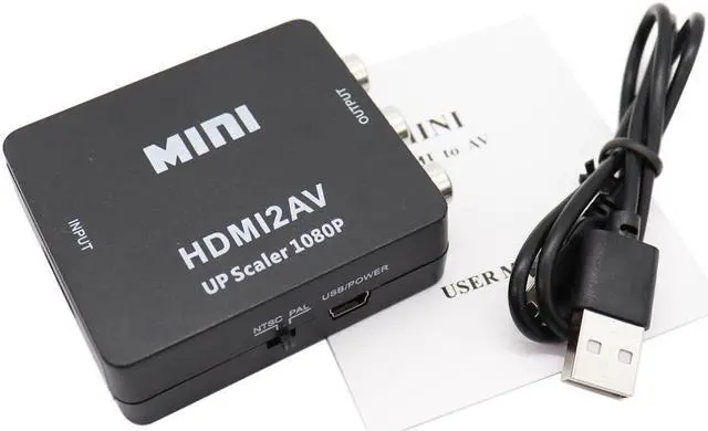 Alt view image 7 of 7 - Weastlinks HDMI TO AV RCA CVSB L/R Video 1080P Scaler Converter Box HD Video Composite Adapter HDMI2AV Adapter Support NTSC PAL