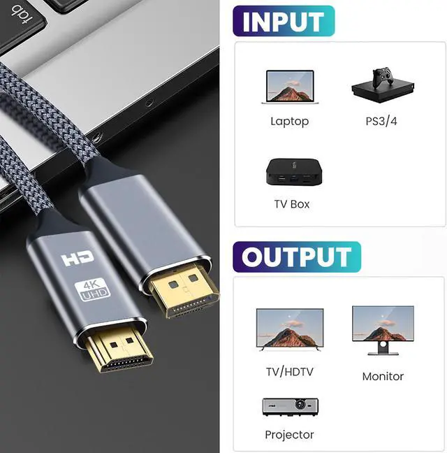 Alt view image 3 of 6 - Weastlinks DP to HDMI Cord 4K 30Hz DisplayPort to HD Adapter Male to Male Cable Compatible with Computer Monitor Projector TV