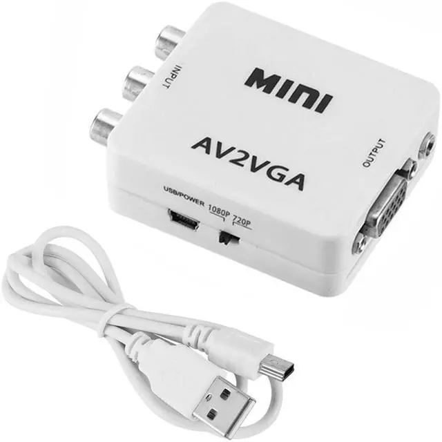 Alt view image 7 of 7 - Weastlinks 1080P Mini Video Convertor RCA AV to VGA Video Converter Conversor with 3.5mm Audio AV2VGA / CVBS Audio to PC HD Computer to TV