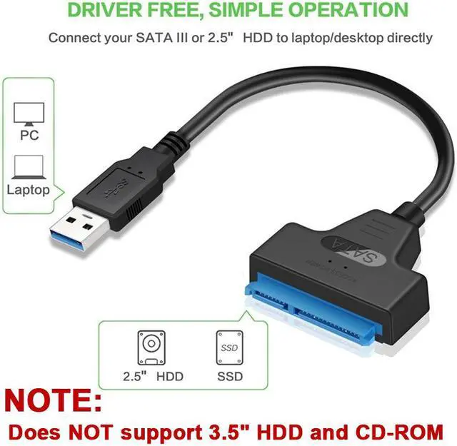 Alt view image 2 of 7 - Weastlinks SATA to USB 3.0 / 2.0 Cable Up to 6 Gbps for 2.5 Inch External HDD SSD Hard Drive SATA 3 22 Pin Adapter USB 3.0 to Sata III Cord