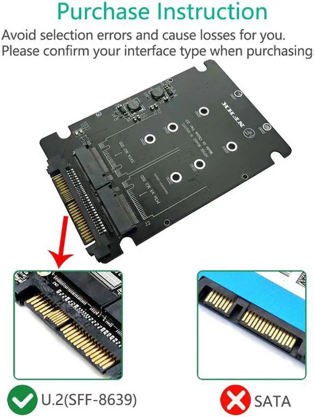 Alt view image 3 of 6 - Weastlinks NVME Adapter Riser M.2 SSD to U.2 Adapter 2in1 M.2 NVMe + M.2 SATA NGFF SSD to PCI-e U.2 SFF-8639 Adapter PCIe M2 Converter Card