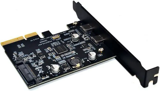 Alt view image 4 of 7 - Weastlinks USB 3.1 PCIE Raiser Card Dual Reversible USB 3.1 Gen 2 Type-C Ports PCI-E PCI Express X4 SATA 15Pin Connector