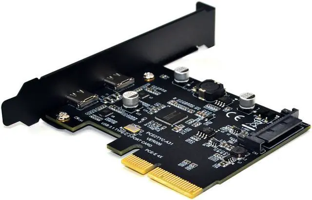 Alt view image 7 of 7 - Weastlinks USB 3.1 PCIE Raiser Card Dual Reversible USB 3.1 Gen 2 Type-C Ports PCI-E PCI Express X4 SATA 15Pin Connector