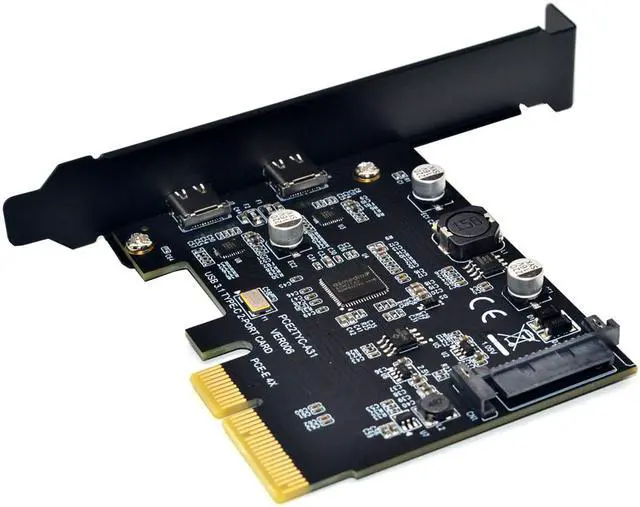 Alt view image 5 of 7 - Weastlinks USB 3.1 PCIE Raiser Card Dual Reversible USB 3.1 Gen 2 Type-C Ports PCI-E PCI Express X4 SATA 15Pin Connector