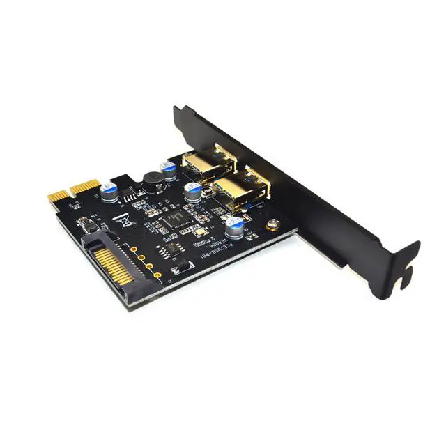 Alt view image 5 of 5 - Weastlinks USB 3.0 PCI Express PCIE USB 3.0 Card Adapter 5Gbps USB 3.0 PCI-E 2 Ports PCI Express Expansion Card SATA Power Connector for PC