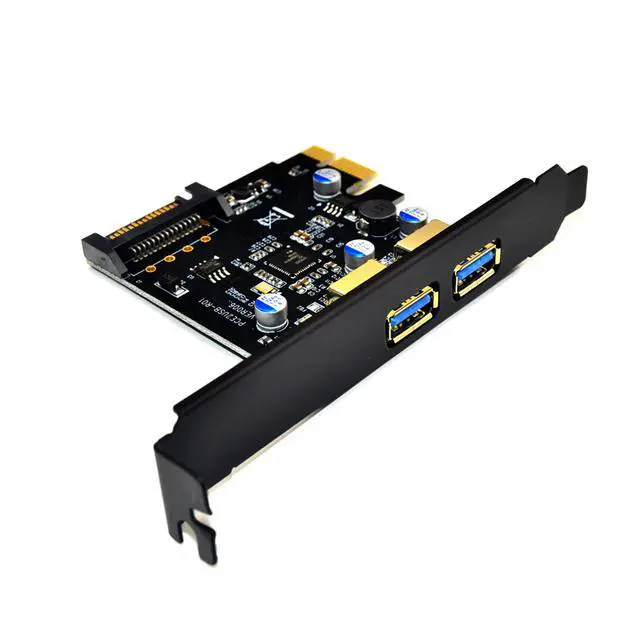 Alt view image 2 of 5 - Weastlinks USB 3.0 PCI Express PCIE USB 3.0 Card Adapter 5Gbps USB 3.0 PCI-E 2 Ports PCI Express Expansion Card SATA Power Connector for PC