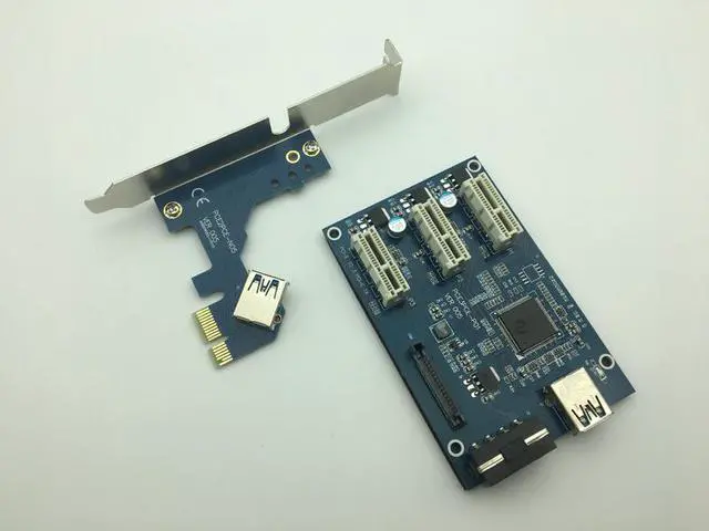 Alt view image 2 of 7 - Weastlinks PCI-e Express 1X to 3 Port 1X Switch Multiplier HUB Riser Card + USB 3.0 Cable