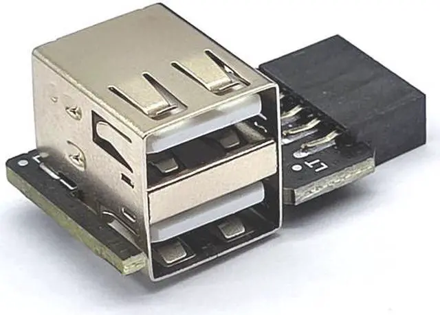 Alt view image 3 of 6 - Weastlinks 9pin to USB Adapter USB Connector Internal Motherboard 9pin Female to 2 Ports USB2.0 Type A Female Connector Riser for USB Device