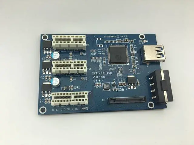 Alt view image 3 of 7 - Weastlinks PCI-e Express 1X to 3 Port 1X Switch Multiplier HUB Riser Card + USB 3.0 Cable