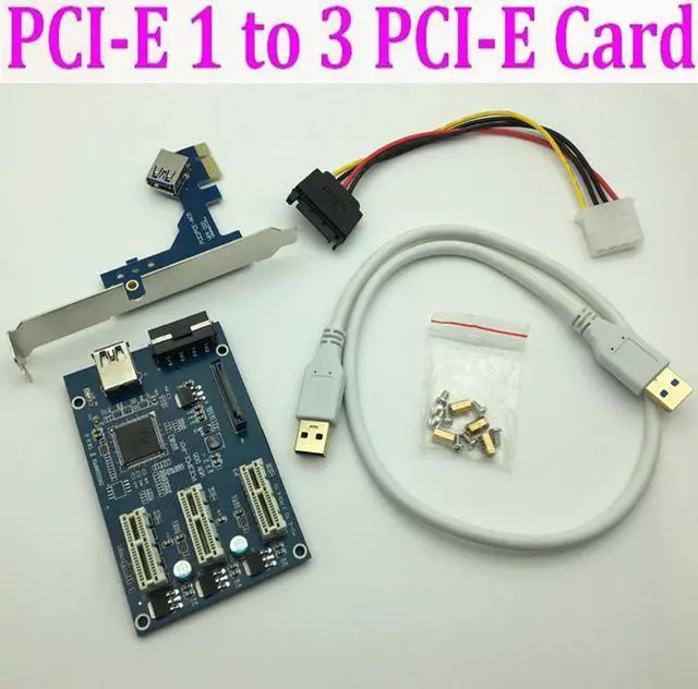 Main image of Weastlinks PCI-e Express 1X to 3 Port 1X Switch Multiplier HUB Riser Card + USB 3.0 Cable