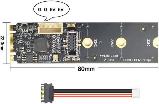 Alt view image 7 of 7 - Weastlinks NVME to TYPE-E Expansion Card M.2 M KEY NVME to Front USB3.1 10G TYPE-C Adapter 4Pin Power M2 NVME to USB 3.1 TYPE C Riser Board