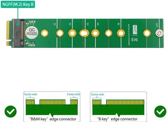 Alt view image 2 of 7 - Weastlinks M.2 NGFF B Key SSD Adapter Converter Riser Board Key-B to Key-B Convert Card Expansion Slot for 2230 2242 2260 2280 M.2 SATA SSD
