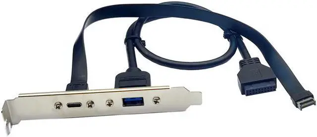 Alt view image 2 of 6 - Weastlinks 50cm USB 3.2 Front Panel Header 20Gbps USB3.2 Gen2*2 Type C to Type-E 5Gb USB3.0 to 19Pin Connector Extension Cable with Bracket