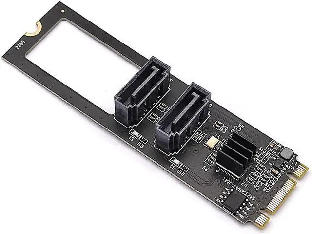 Alt view image 6 of 7 - Weastlinks M.2 NVME to SATA 3.0 6Gb Expansion Card Adapter M.2 Key-M PCIE NVME to 2 Port SATA3.0 Riser Card Converter JMB582 PCI-E 3.0 Chip