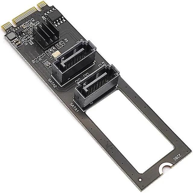 Alt view image 2 of 7 - Weastlinks M.2 NVME to SATA 3.0 6Gb Expansion Card Adapter M.2 Key-M PCIE NVME to 2 Port SATA3.0 Riser Card Converter JMB582 PCI-E 3.0 Chip