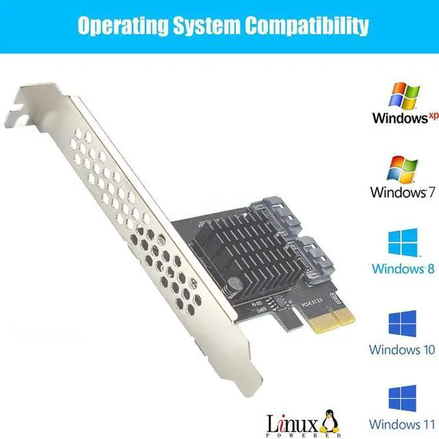 Alt view image 6 of 7 - Weastlinks SATA PCI E Adapter 2 Port SATA 3.0 to PCIe X1 Expansion Adapter Card SATA 3 PCI-e PCI Express Converter ASM1061