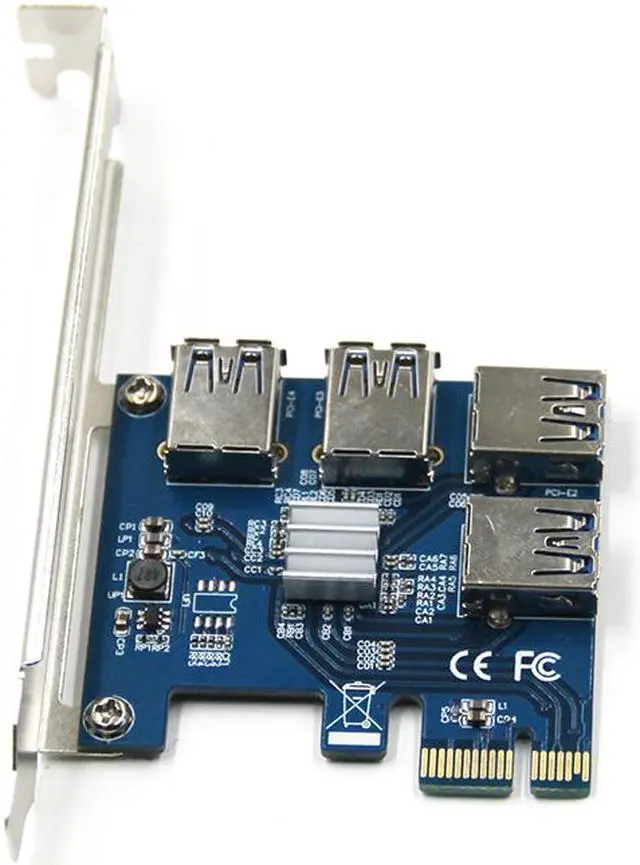 Alt view image 4 of 6 - Weastlinks PCIe 1 to 4 PCI Express 16X Slots Riser Card PCI-E 1X to External 4 PCI-e Slot Adapter PCIe Port Multiplier Card