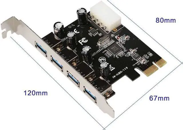 Alt view image 4 of 5 - Weastlinks 4 Port PCI-E to USB 3.0 HUB Expansion Card Adapter 5 Gbps Speed For Desktop Computer Components