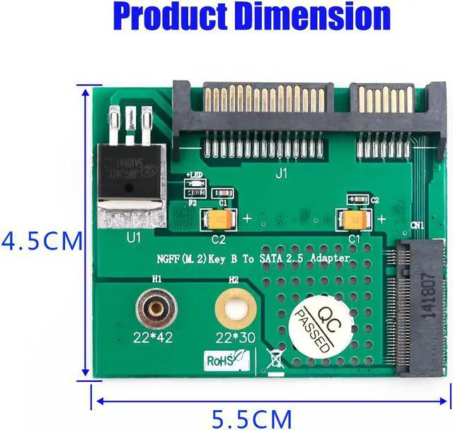 Alt view image 6 of 7 - Weastlinks M.2 NGFF SSD to SATA 2.5" Adapter M.2 to SATA Converter Card Computer Components 3.3V LED B Key Connector for 2230 2242 M2 SSD
