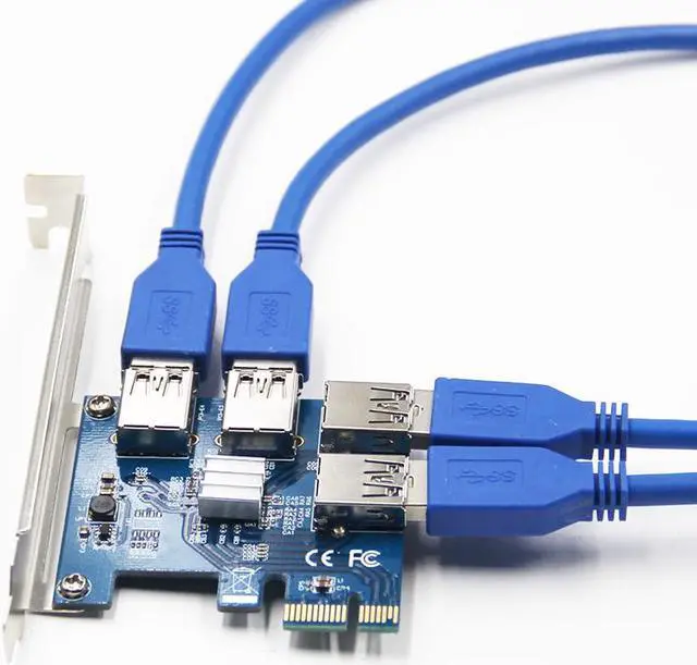 Alt view image 3 of 6 - Weastlinks PCIe 1 to 4 PCI Express 16X Slots Riser Card PCI-E 1X to External 4 PCI-e Slot Adapter PCIe Port Multiplier Card