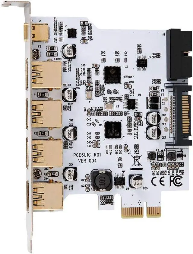 Alt view image 2 of 6 - Weastlinks USB 3.0 PCI-E Type C Expansion Card PCI Express PCI-E to USB 3.0 Controller 5Port + 1Port USB 3.1 PCI-E Card Adapter