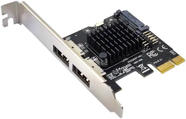 Main image of Weastlinks PCI Express eSATA Expansion Card PCIE X1 to 2Port eSATA Adapter with SATA Power USB2.0 9Pin Header Support 3.5" HDD ASM1061 Chip