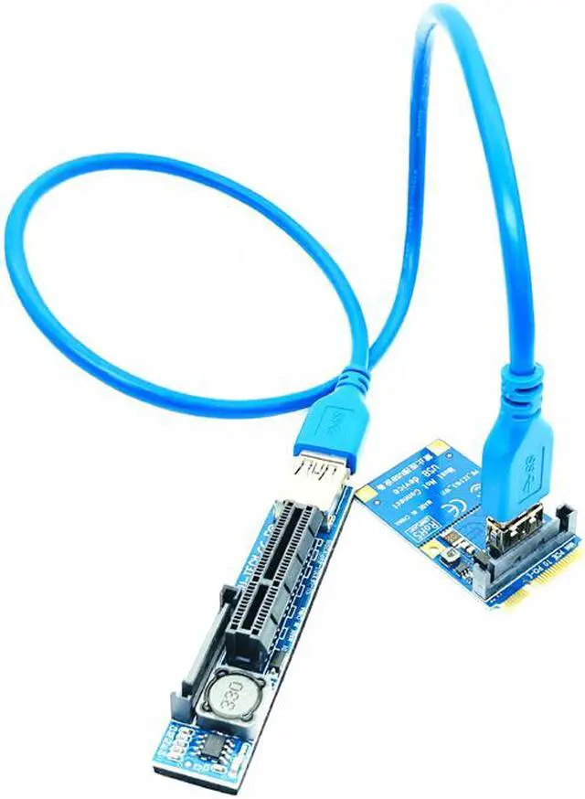 Alt view image 7 of 7 - Weastlinks Mini PCIE to PCI-E X4 Slot Riser Card Port Adapter PC Graphics Card Connector with 60CM USB3.0 Extension Cable PCI Express Riser