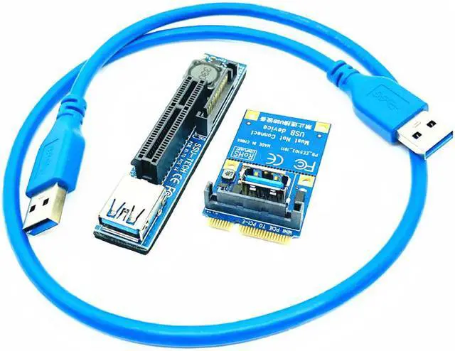 Alt view image 2 of 7 - Weastlinks Mini PCIE to PCI-E X4 Slot Riser Card Port Adapter PC Graphics Card Connector with 60CM USB3.0 Extension Cable PCI Express Riser