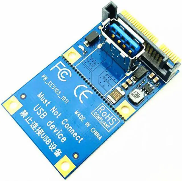 Alt view image 3 of 7 - Weastlinks Mini PCIE to PCI-E X4 Slot Riser Card Port Adapter PC Graphics Card Connector with 60CM USB3.0 Extension Cable PCI Express Riser