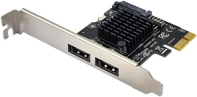 Alt view image 4 of 7 - Weastlinks PCI Express eSATA Expansion Card PCIE X1 to 2Port eSATA Adapter with SATA Power USB2.0 9Pin Header Support 3.5" HDD ASM1061 Chip
