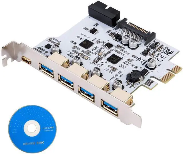 Alt view image 6 of 6 - Weastlinks USB 3.0 PCI-E Type C Expansion Card PCI Express PCI-E to USB 3.0 Controller 5Port + 1Port USB 3.1 PCI-E Card Adapter