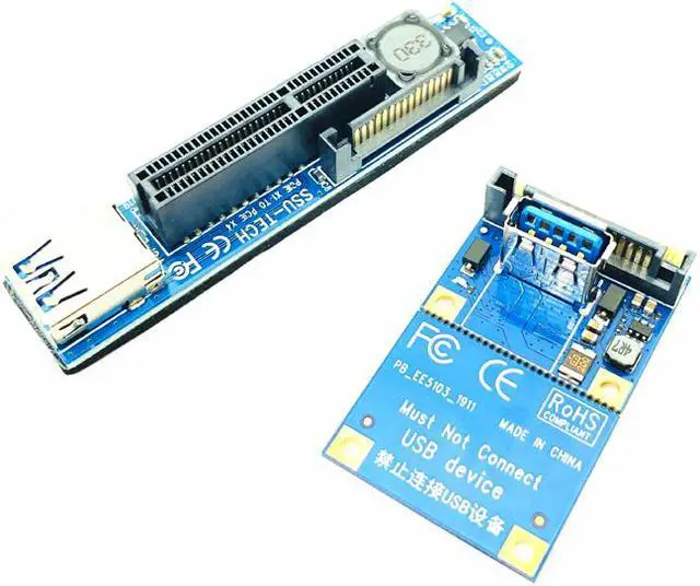 Alt view image 6 of 7 - Weastlinks Mini PCIE to PCI-E X4 Slot Riser Card Port Adapter PC Graphics Card Connector with 60CM USB3.0 Extension Cable PCI Express Riser