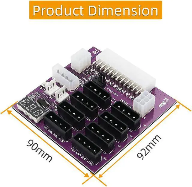 Alt view image 5 of 7 - Weastlinks Breakout Board 4Pin and 6Pin Power Connector LED Display 12V Power Module for CHIA Mining for GPU Graphics Card Miner Mining