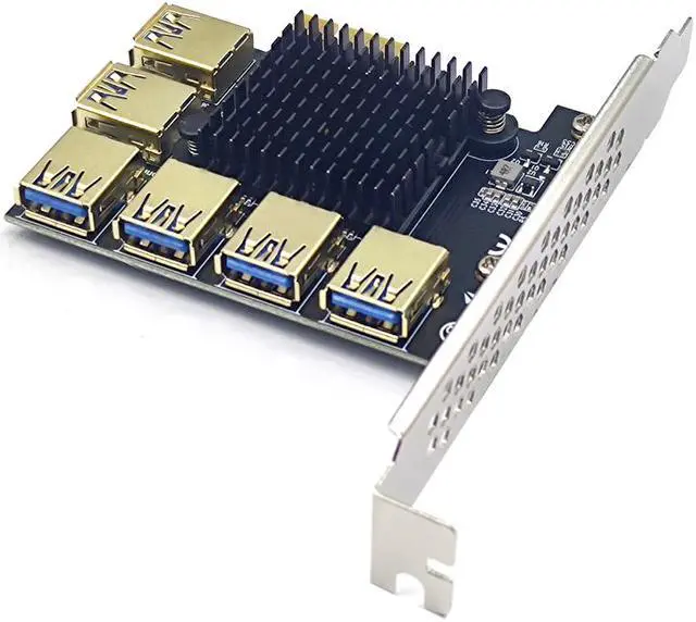 Alt view image 3 of 6 - Weastlinks PCIE Riser Gold PCIE PCI-E Riser Card 1 to 4 USB 3.0 Multiplier Hub X16 PCI Express 1X 16X Adapter For Bitcoin ETH Mining Miner