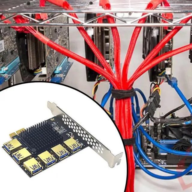 Alt view image 6 of 6 - Weastlinks PCIE Riser Gold PCIE PCI-E Riser Card 1 to 4 USB 3.0 Multiplier Hub X16 PCI Express 1X 16X Adapter For Bitcoin ETH Mining Miner