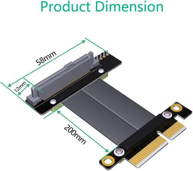 Alt view image 4 of 7 - Weastlinks PCIE Riser Cable SFF-8639 U.2 to PCI Express 3.0 X4 32Gbps Ribbon Extender Extension Cable SFF8639 U2 Connector for U.2 NVME SSD