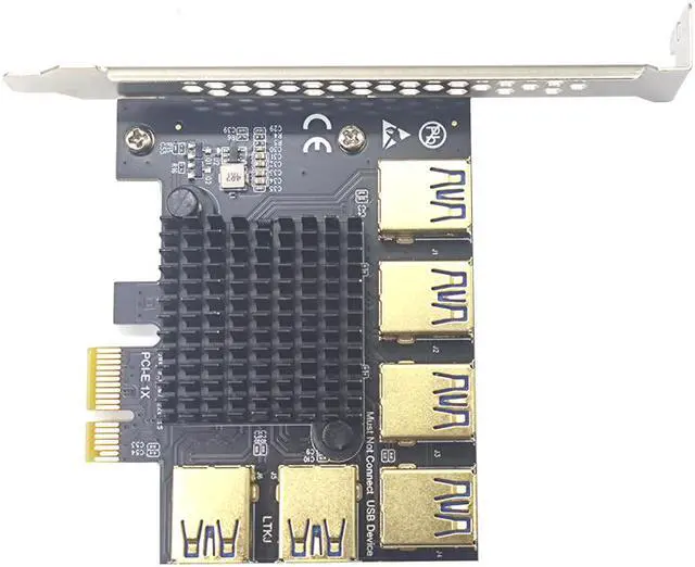 Alt view image 4 of 6 - Weastlinks PCIE Riser Gold PCIE PCI-E Riser Card 1 to 4 USB 3.0 Multiplier Hub X16 PCI Express 1X 16X Adapter For Bitcoin ETH Mining Miner