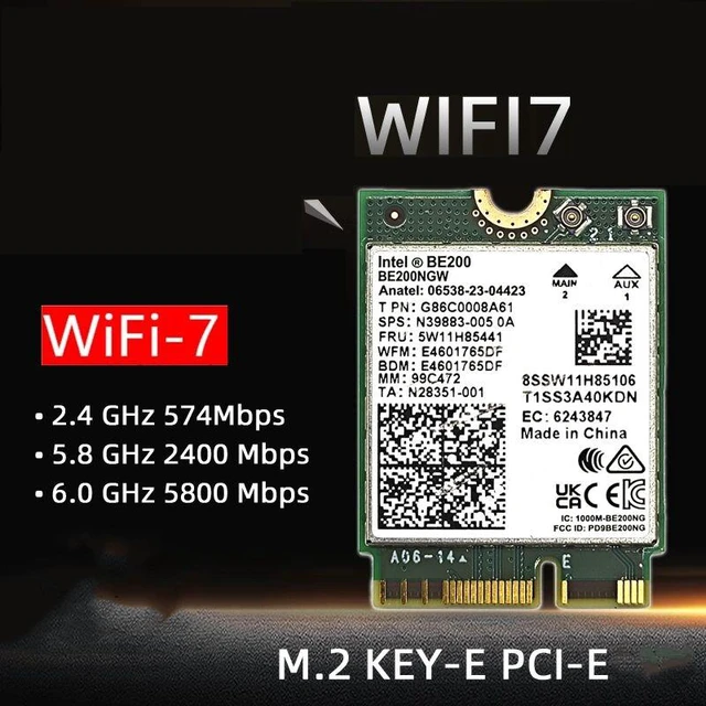 Alt view image 3 of 6 - Weastlinks BE200 WIFI7 Wi-Fi 7 for Intel BE200 Bluetooth 5.4 M.2 Wifi Card BE200NGW 2.4/5/6GHz 5.8Gbps For Windows11 PC Laptop Computer