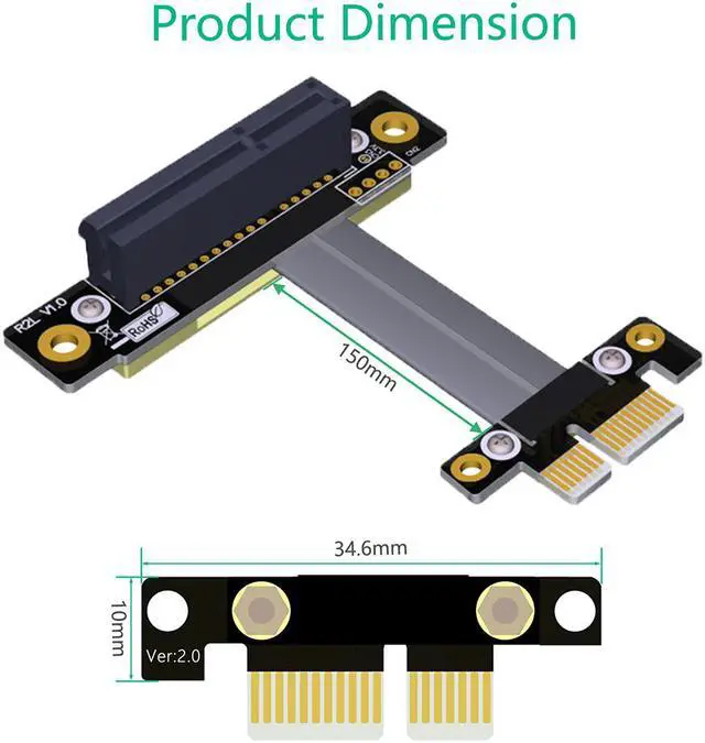 Alt view image 4 of 6 - Weastlinks PCIE Riser PCI Express 3.0 High Speed 1X to 4X Flexible Cable Extension Port Adapter Riser Card PC Graphics Card Connector Cable