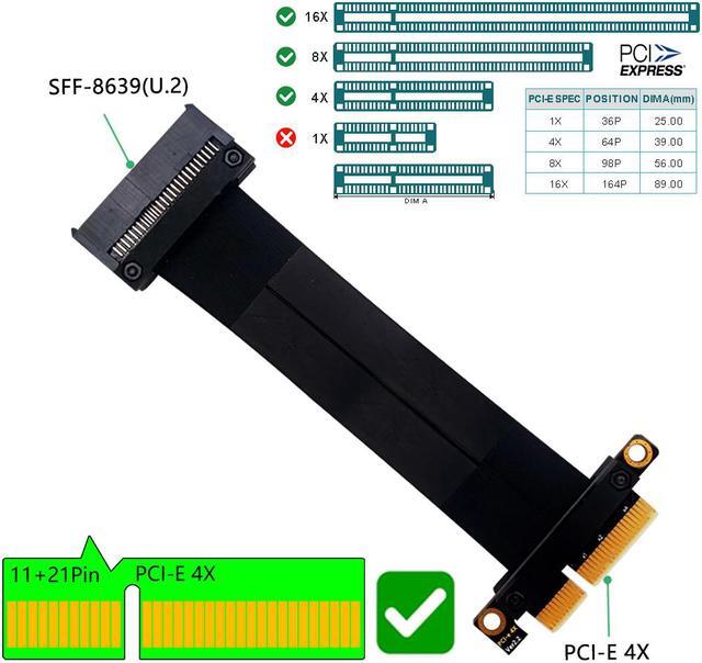 Alt view image 2 of 7 - Weastlinks Riser Cable SFF-8639 U.2 to PCI-E 3.0 4X Flexible Cable Riser Card Ribbon Extender Cable Extension Port Adapter for U.2 NVME SSD