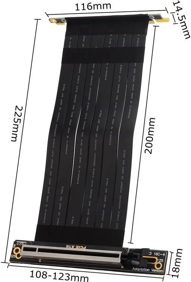 Alt view image 4 of 7 - Weastlinks PCI Express 3.0 Double 90 Degree Right Angle PCIe 3.0 x16 x16 Extension Cable 16x Riser Ribbon Extender For Graphics Vertical