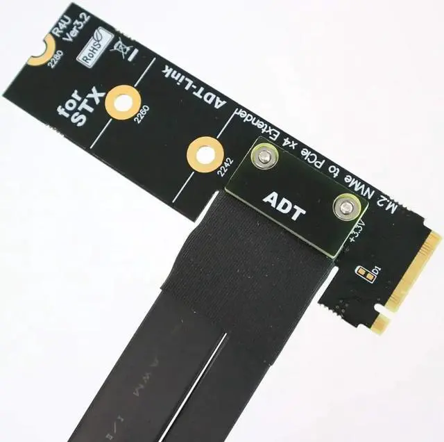 Alt view image 3 of 7 - Weastlinks M.2 NVMe SSD Extension Cable extender PCIe3.0 x4 full speed NVMe M-Key STX Extender Turning 90 degrees Right Angled
