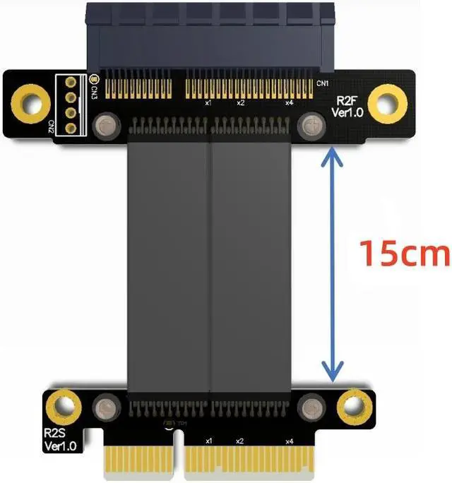 Alt view image 6 of 7 - Weastlinks PCIe 4x to PCIe 4x Riser cable PCI-E GEN3.0 4x PCI-Express X4 Extender Right Angle cables