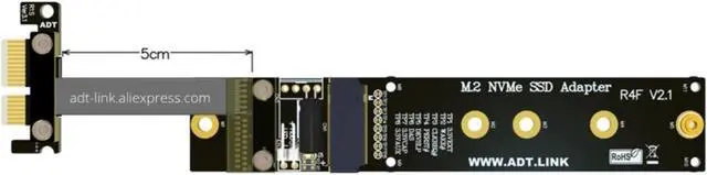 Alt view image 2 of 5 - Weastlinks M.2 M key NVMe SSD To PCI-e PCIe x1 Adapter Riser Card Flexible Flat Cable M2 keyM PCI-Express pci express 1x Gen3.0