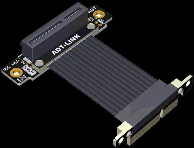 Alt view image 4 of 6 - Weastlinks Riser 4.0 PCIe 4.0 X4 ADT-Link PCI Express 4.0 X4 Extension Cable Vertical 90 Degree
