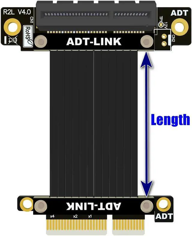 Alt view image 5 of 6 - Weastlinks Riser 4.0 PCIe 4.0 X4 ADT-Link PCI Express 4.0 X4 Extension Cable Vertical 90 Degree